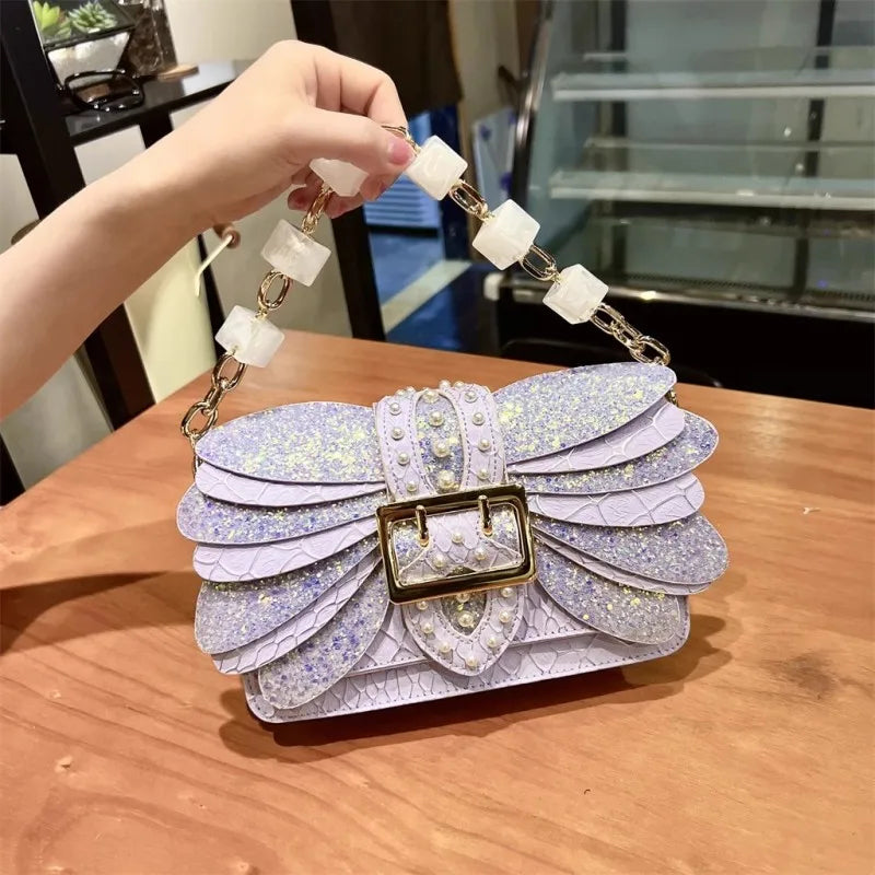 Women Single Shoulder Bag Tote Handbag Fashion Diamonds Chain Crossbody Bag.